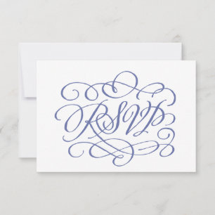 Tarjeta De Confirmación De Asistencia Tarjeta de Boda de caligrafía periwinkle para comi
