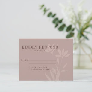 Tarjeta De Confirmación De Asistencia Tarjeta de boda de flor botánica elegante dusty ma