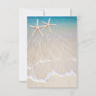 Tarjeta De Confirmación De Asistencia Tarjeta de boda en la playa de estrellas de mar en