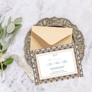 Tarjeta De Confirmación De Asistencia Tarjeta de boda mexicana de Talavera moderna