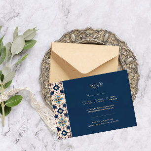 Tarjeta De Confirmación De Asistencia Tarjeta de boda moderna mexicana de Talavera