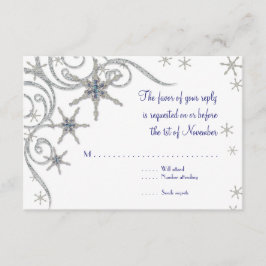 Tarjeta De Confirmación De Asistencia Tarjeta de Boda Remolino de Joyas y Copos de Nieve