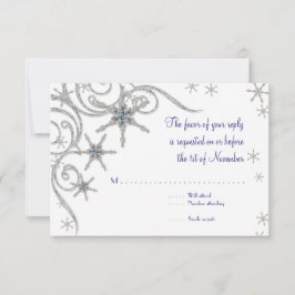 Tarjeta De Confirmación De Asistencia Tarjeta de Boda Remolino de Joyas y Copos de Nieve
