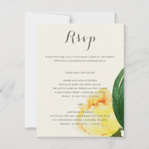 TARJETA DE CONFIRMACIÓN DE ASISTENCIA TARJETA DE BODAS FLORAL DE ACUARELA AMARILLO BRILL