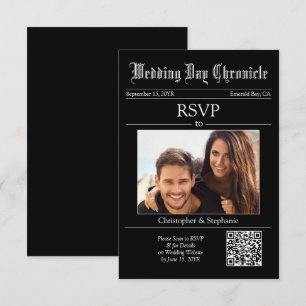 Tarjeta De Confirmación De Asistencia Tarjeta de código QR de 1 foto minimalista elegant