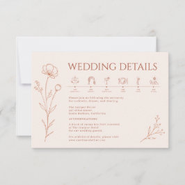 Tarjeta De Confirmación De Asistencia Tarjeta de detalles de boda boho de terracota