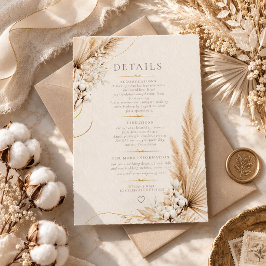 Tarjeta De Confirmación De Asistencia Tarjeta de Detalles de Boda Boho Elegancia Pampas 