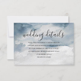 Tarjeta De Confirmación De Asistencia Tarjeta de Detalles de Boda con Acuarela Azul Polv