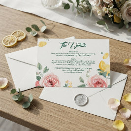 Tarjeta De Confirmación De Asistencia Tarjeta de Detalles de Boda con Rosa Mediterránea