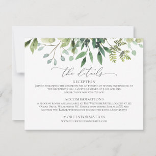 Tarjeta De Confirmación De Asistencia Tarjeta de Detalles de Boda con Verde Acuarela