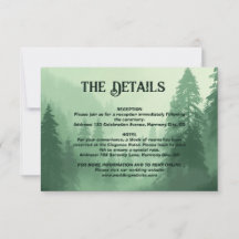 Tarjeta de detalles de boda de Bosque Verde