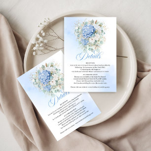 Tarjeta De Confirmación De Asistencia Tarjeta de detalles de boda de Hortensia Azul Clás