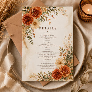 Tarjeta De Confirmación De Asistencia Tarjeta de Detalles de Boda de Jardín de Terracota