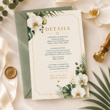 Tarjeta de Detalles de Boda de Lujo de Orquídea Tr