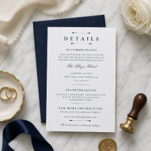 Tarjeta de Detalles de Boda de Lujo Minimalista Ma