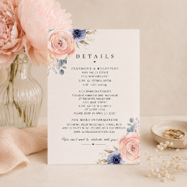 Tarjeta De Confirmación De Asistencia Tarjeta de Detalles de Boda de Peonías Rosadas Rom