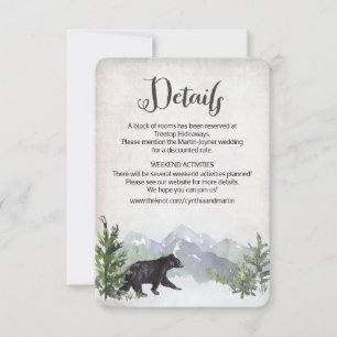 Tarjeta De Confirmación De Asistencia Tarjeta de Detalles de Boda del Oso del Bosque Rús