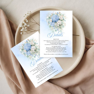 Tarjeta De Confirmación De Asistencia Tarjeta de detalles de boda dorada floral azul chi