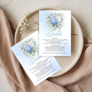 Tarjeta De Confirmación De Asistencia Tarjeta de detalles de boda dorada Hortensia azul 