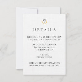 Tarjeta De Confirmación De Asistencia Tarjeta de detalles de boda ecuestre con escudo de