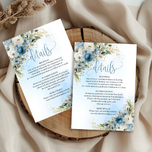 Tarjeta De Confirmación De Asistencia Tarjeta de detalles de boda elegante Dusty Blue Go