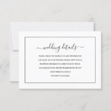 Tarjeta de Detalles de Boda en Blanco y Negro Mode