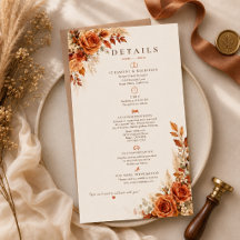 Tarjeta de Detalles de Boda Florales de Cosecha de