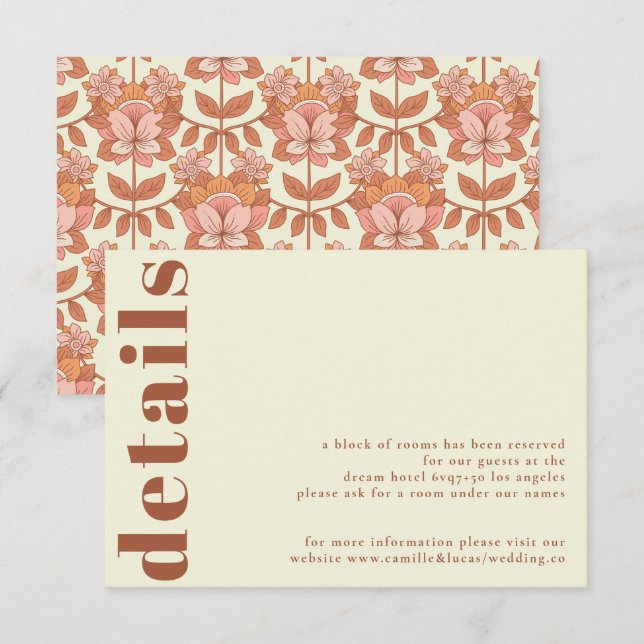 Tarjeta De Confirmación De Asistencia Tarjeta de detalles de Boda inspirada en los años  (Anverso / Reverso)