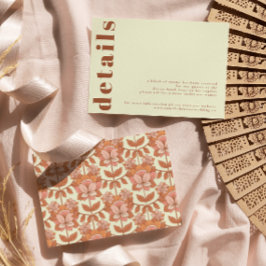 Tarjeta De Confirmación De Asistencia Tarjeta de detalles de Boda inspirada en los años 