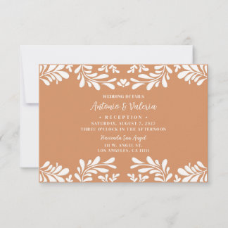 Tarjeta De Confirmación De Asistencia Tarjeta de Detalles de Boda Mexicana Terracotta Ta