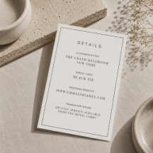 Tarjeta de detalles de boda minimalista con borde