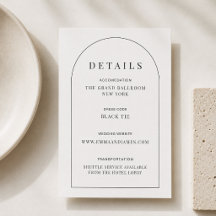 Tarjeta de detalles de boda minimalista con forma
