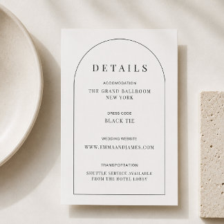 Tarjeta De Confirmación De Asistencia Tarjeta de detalles de boda minimalista con forma 