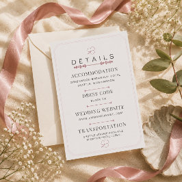 Tarjeta De Confirmación De Asistencia Tarjeta de detalles de boda minimalista rosa polvo