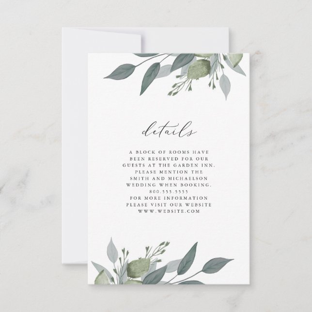 Tarjeta De Confirmación De Asistencia Tarjeta de detalles de Bouquet of Greenery (Anverso)