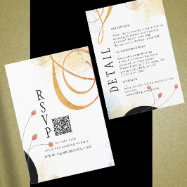 Tarjeta De Confirmación De Asistencia Tarjeta de detalles de color de agua poético de ba