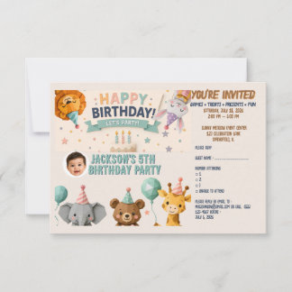 Tarjeta De Confirmación De Asistencia Tarjeta de Detalles de Fiesta de Animales de Origa