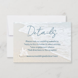 Tarjeta De Confirmación De Asistencia Tarjeta de detalles de la boda de Ocean Beach