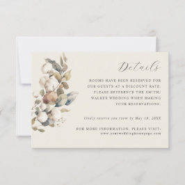 Tarjeta De Confirmación De Asistencia Tarjeta de detalles del boda de algodón y Eucalypt