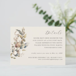 Tarjeta De Confirmación De Asistencia Tarjeta de detalles del boda de algodón y Eucalypt