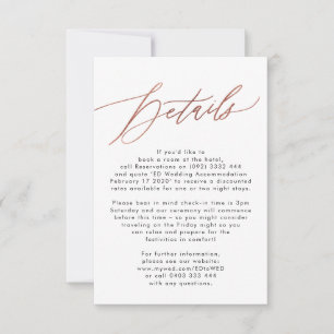 Tarjeta De Confirmación De Asistencia Tarjeta de detalles del Boda de caligrafía de oro