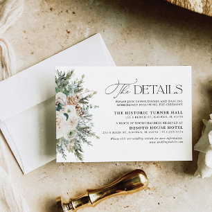 Tarjeta De Confirmación De Asistencia Tarjeta de detalles del Boda de pinecone de invier