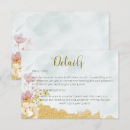 Tarjeta De Confirmación De Asistencia Tarjeta de detalles del Boda floral dorado