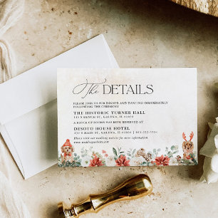 Tarjeta De Confirmación De Asistencia Tarjeta de detalles del Boda Pinecone Red Greenery