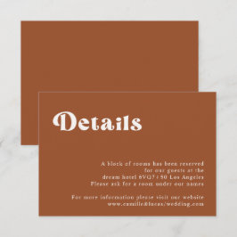 Tarjeta De Confirmación De Asistencia Tarjeta de detalles del Boda Retro Terracotta
