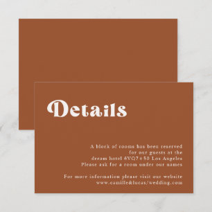 Tarjeta De Confirmación De Asistencia Tarjeta de detalles del Boda Retro Terracotta