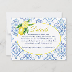 Tarjeta De Confirmación De Asistencia Tarjeta de detalles florales italianos de baldosas