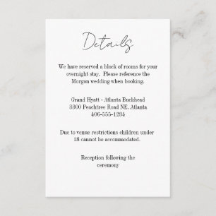Tarjeta De Confirmación De Asistencia Tarjeta de detalles para cualquier boda