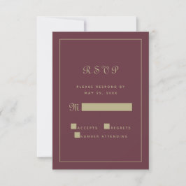Tarjeta De Confirmación De Asistencia Tarjeta de Enclosure de Boda con Letra de Burgundy