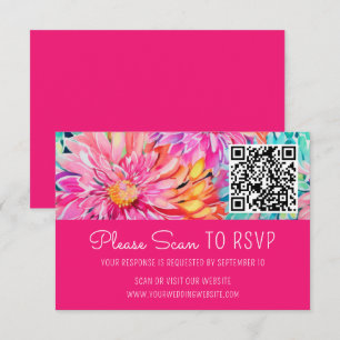 Tarjeta De Confirmación De Asistencia Tarjeta de Enlace de Código QR de Boda Floral Colo